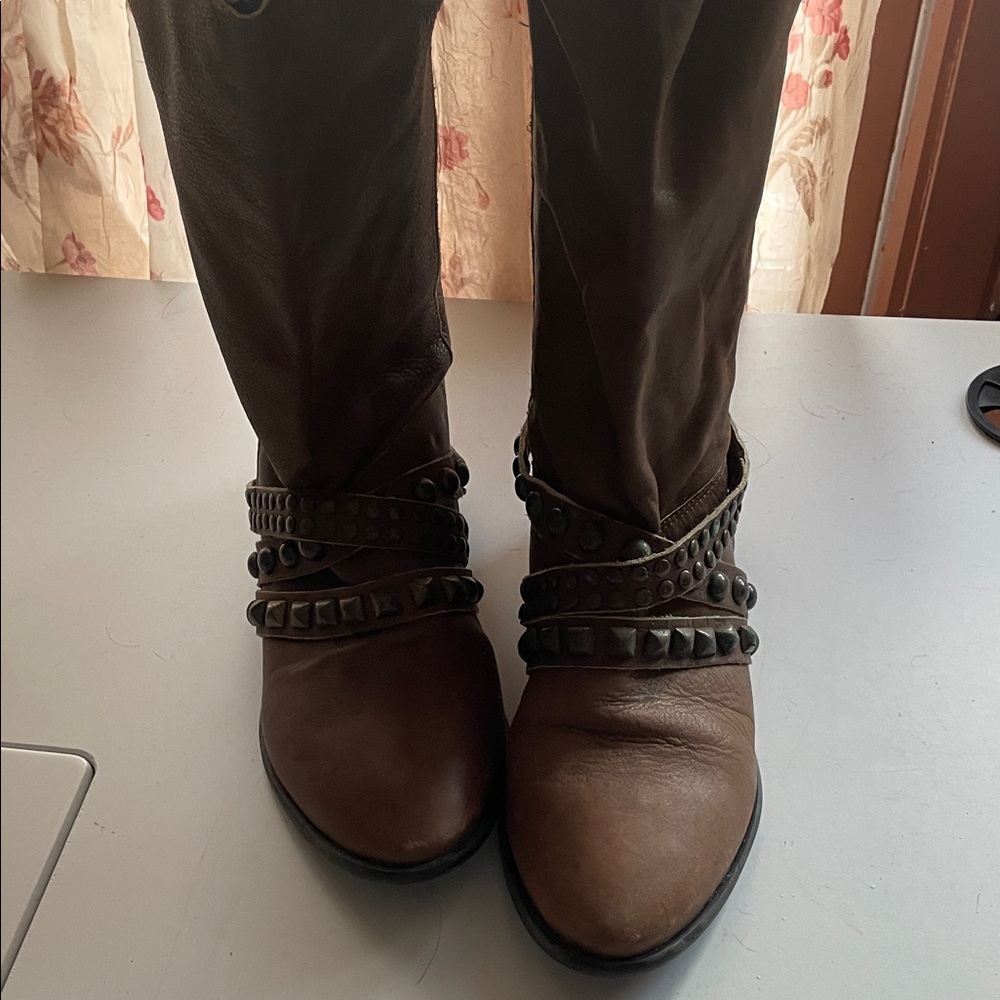Matisse Brown Studded Combat Boots